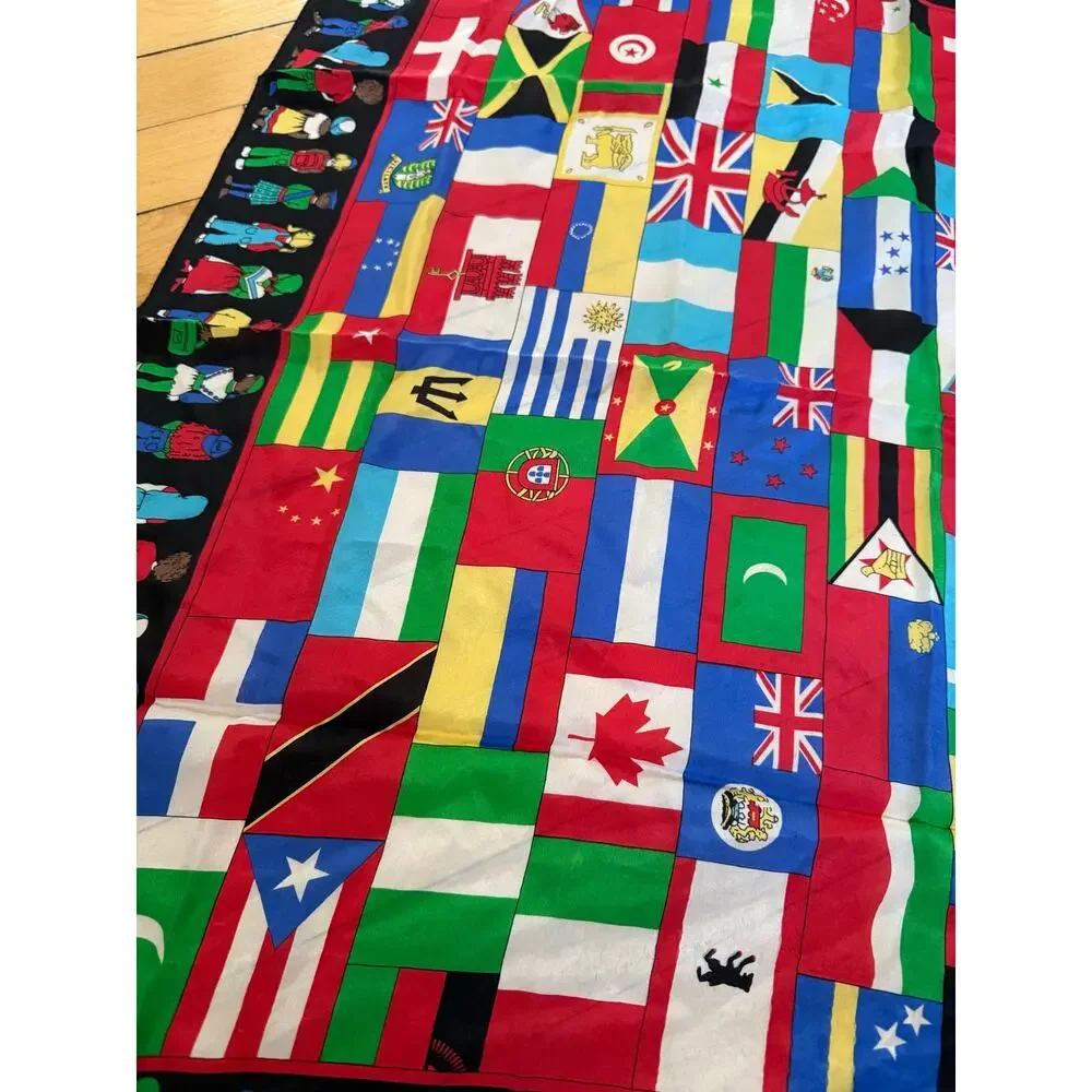 Silk World‎ Flags Children NO Diabetes 100% Silk Colorful Square Scarf